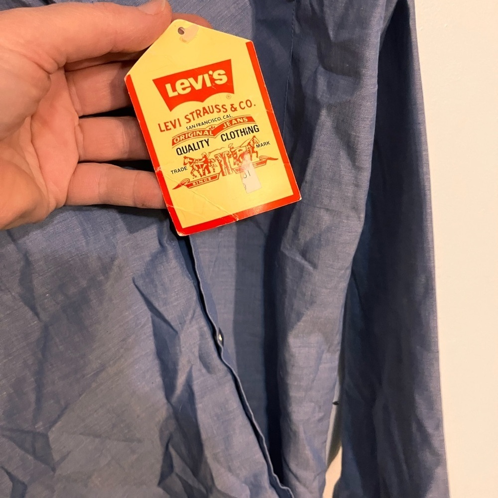 Levi’s dead stock vintage chambray shirt with pearlized snaps size large - Picture 9 of 13